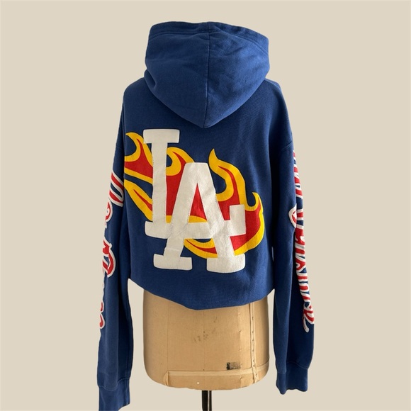 Blue Graphic Hoodie with Red and Yellow Accents - Picture 2 of 6